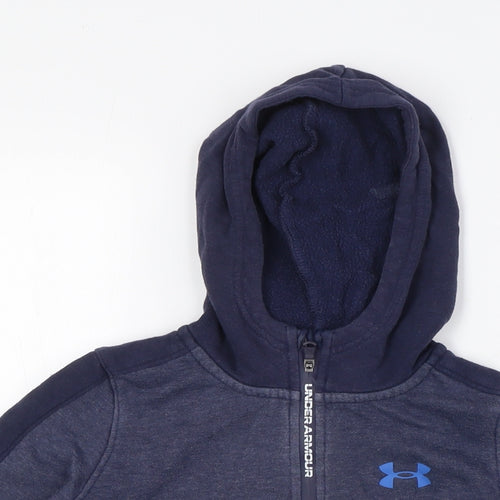 Under armour Boys Blue Cupro Pullover Hoodie Size 5-6 Years Zip - Front Pocket