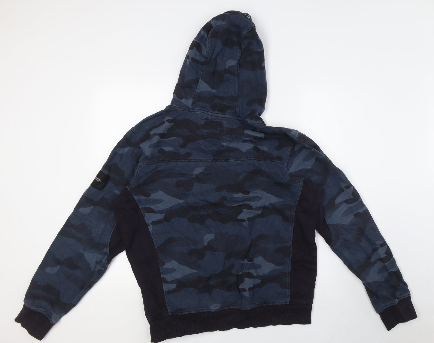 Crosshatch Mens Blue Camouflage Cotton Pullover Hoodie Size M