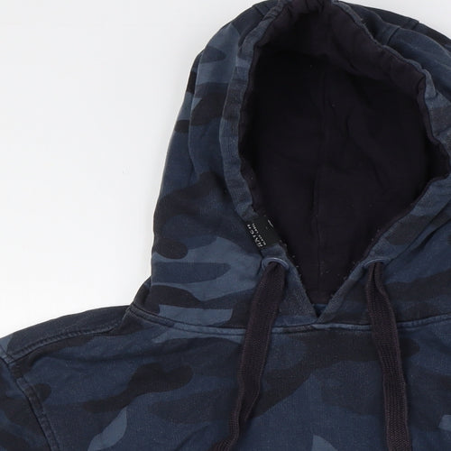 Crosshatch Mens Blue Camouflage Cotton Pullover Hoodie Size M