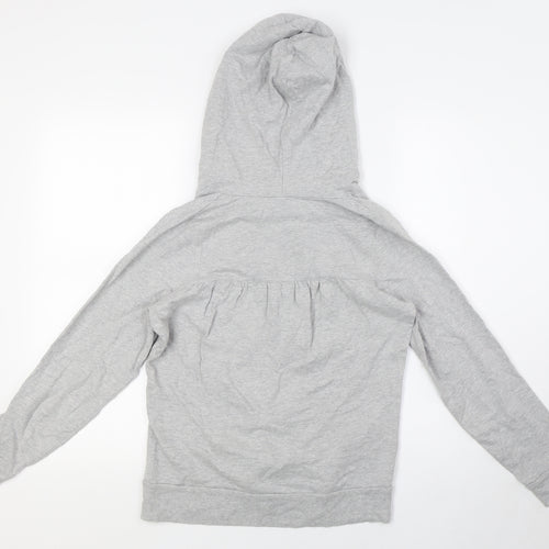 Topshop Womens Grey Cotton Pullover Hoodie Size 10 - V-Neck