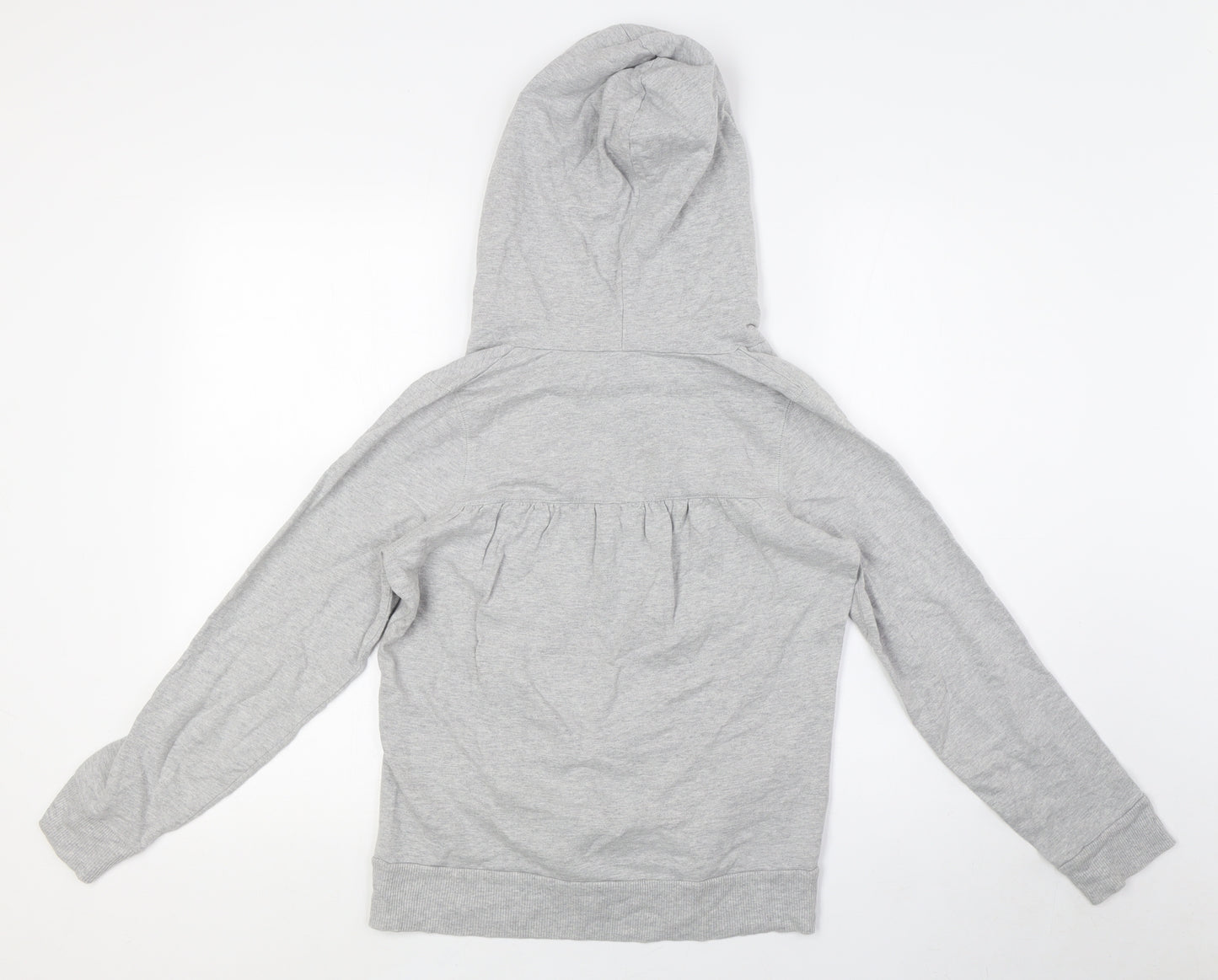 Topshop Womens Grey Cotton Pullover Hoodie Size 10 - V-Neck