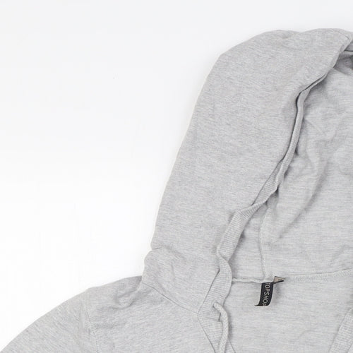 Topshop Womens Grey Cotton Pullover Hoodie Size 10 - V-Neck