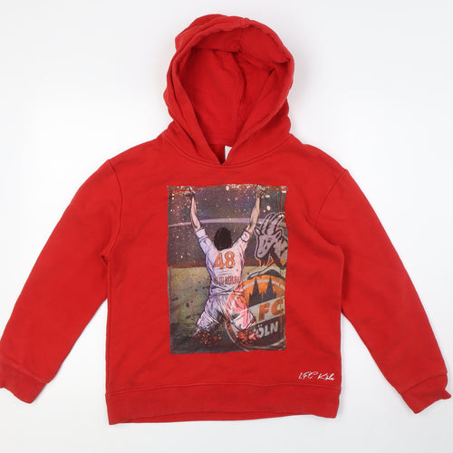 Spurbar Anders Boys Red Cotton Pullover Hoodie Size 12 Years - Football