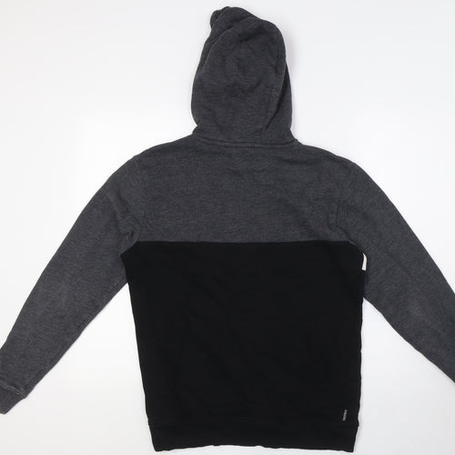 GK Mens Black Cotton Pullover Hoodie Size S - White Strip