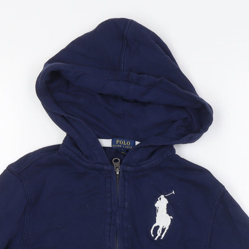 Polo Ralph Lauren Girls Blue Cotton Full Zip Hoodie Size 7 Years Zip
