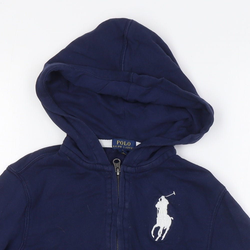 Polo Ralph Lauren Girls Blue Cotton Full Zip Hoodie Size 7 Years Zip