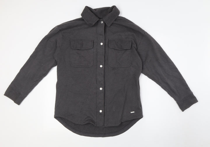 Hollister Mens Grey Cotton Button-Up Size XS Collared Snap