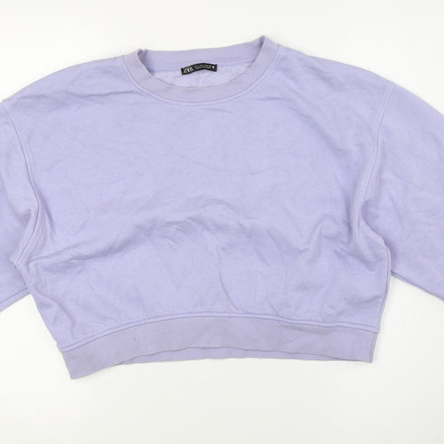 Zara Womens Purple Cotton Pullover Sweatshirt Size L