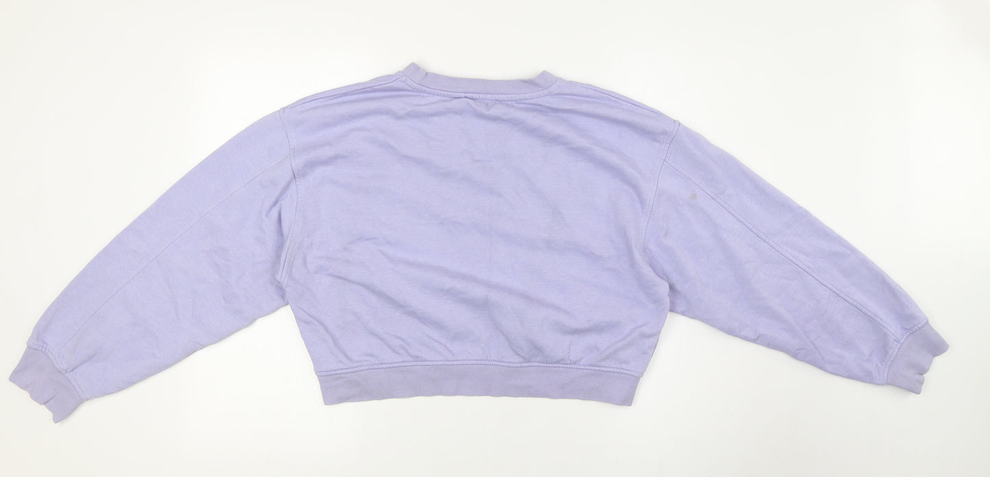 Zara Womens Purple Cotton Pullover Sweatshirt Size L