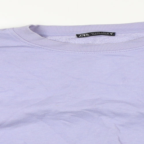 Zara Womens Purple Cotton Pullover Sweatshirt Size L