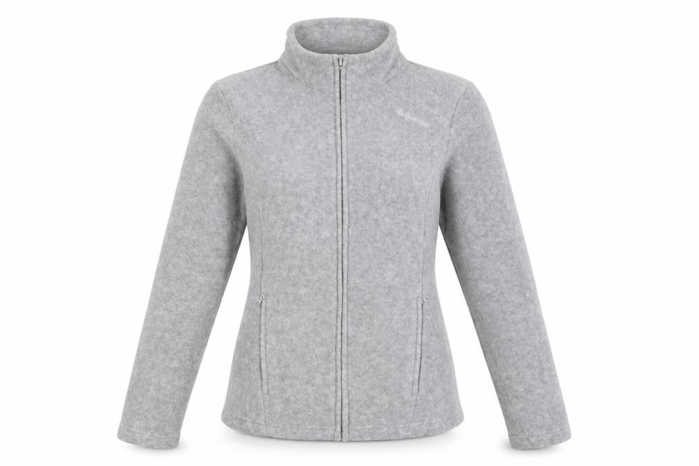 Front view of Decathlon women’s grey jacket, size S, zip - zip pockets