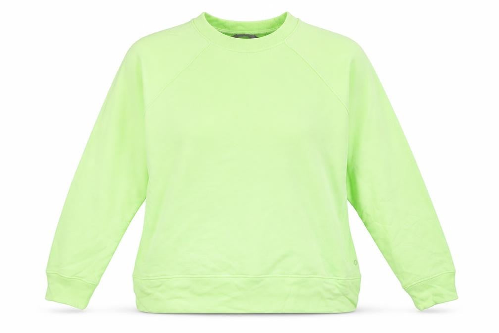 Front view of Marks & Spencer women’s green round neck cotton jumper, size UK 16