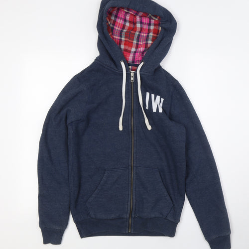 Jack Wills Womens Blue Cotton Full Zip Hoodie Size 6 Zip