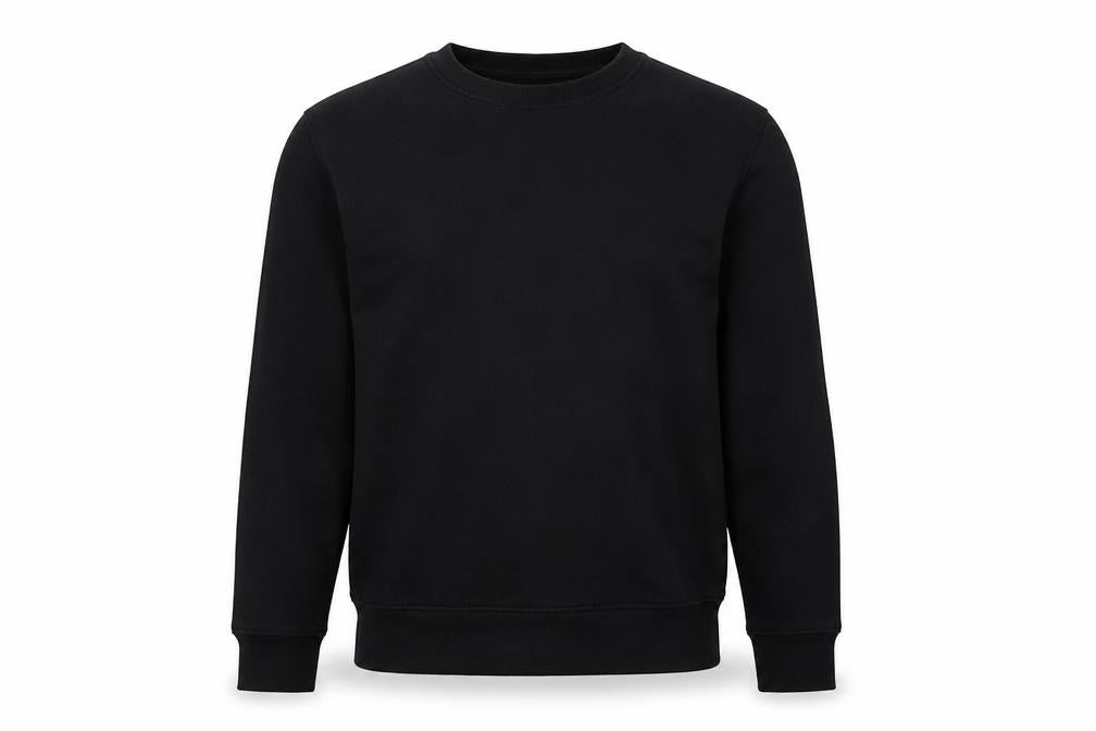 Front view of Divided by H&M men’s black cotton pullover sweatshirt, size M