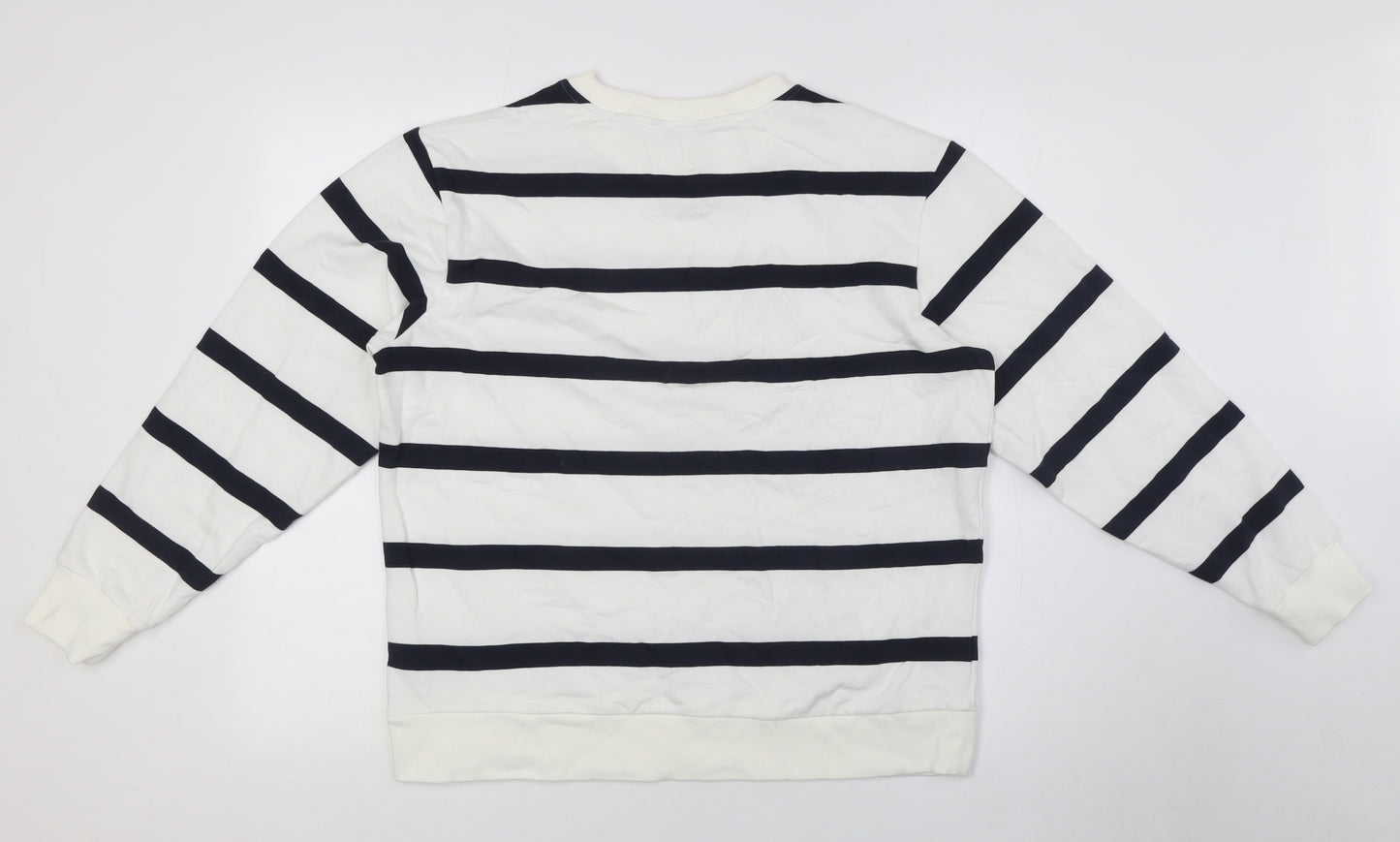 Marks and Spencer Womens White Striped Cotton Pullover Sweatshirt Size M