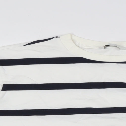 Marks and Spencer Womens White Striped Cotton Pullover Sweatshirt Size M