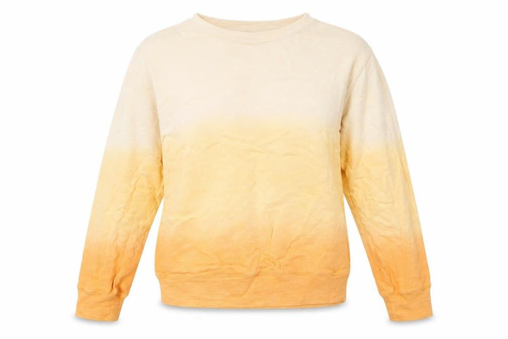 Front view of Marks & Spencer women’s orange cotton pullover sweatshirt, size S, - ombray