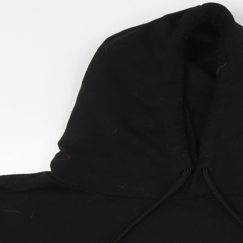 PRETTYLITTLETHING Womens Black Cotton Pullover Hoodie Size S - Raw Hem