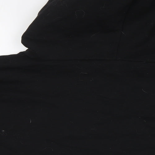 PRETTYLITTLETHING Womens Black Cotton Pullover Hoodie Size S - Raw Hem