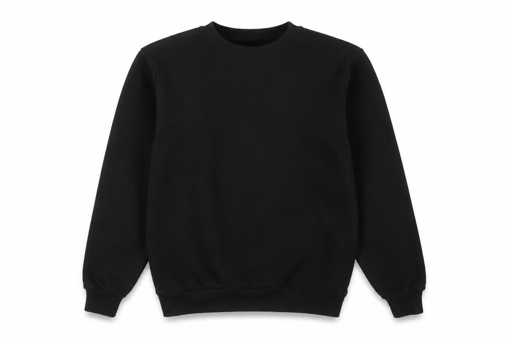 Front view of Alphar One men’s black polyester pullover sweatshirt, size S
