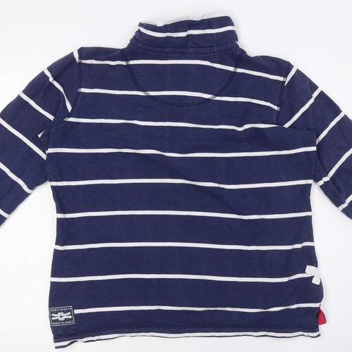 Crew Clothing Womens Blue Striped Cotton Pullover Sweatshirt Size 12 - 1/4 Zip