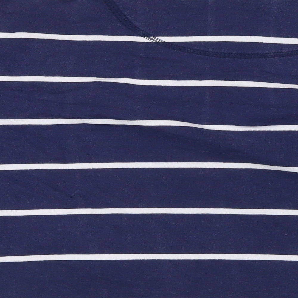 Crew Clothing Womens Blue Striped Cotton Pullover Sweatshirt Size 12 - 1/4 Zip