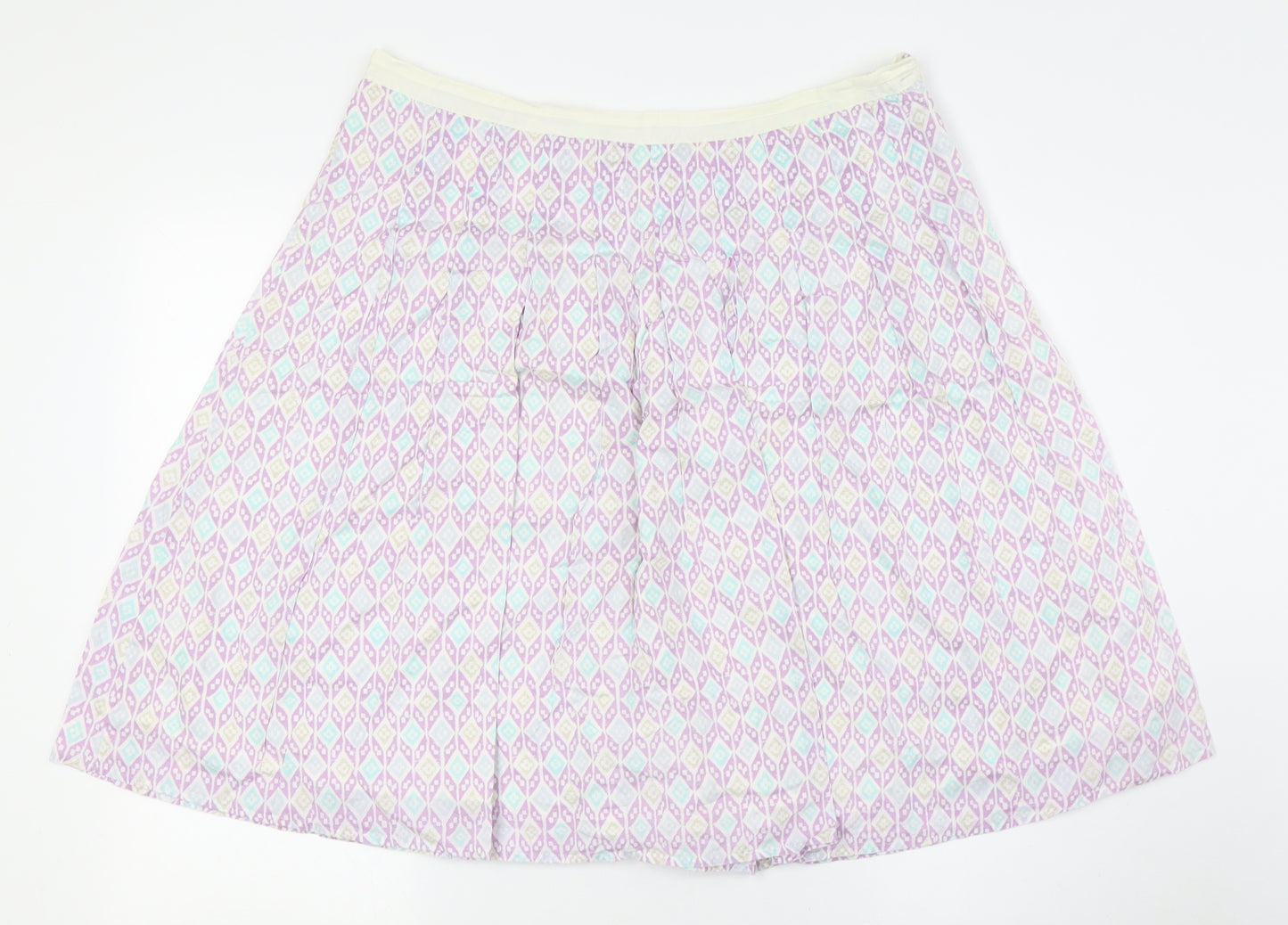 Marks and Spencer Womens Multicoloured Cotton A-Line Skirt Size 14 Zip