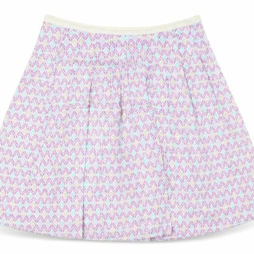 Marks and Spencer Womens Multicoloured Cotton A-Line Skirt Size 14 Zip