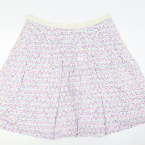 Marks and Spencer Womens Multicoloured Cotton A-Line Skirt Size 14 Zip