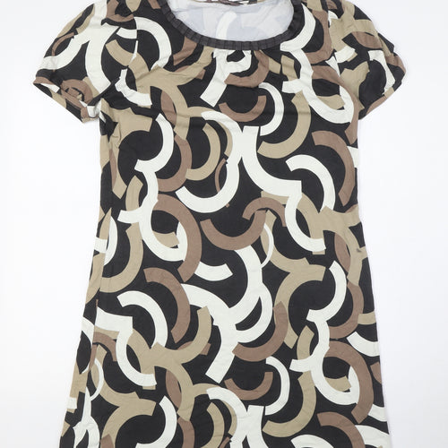 Marks and Spencer Womens Brown Viscose A-Line Size 12 Boat Neck - Collared