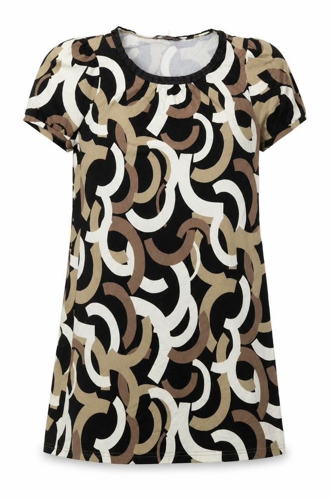 Front view of Marks & Spencer women’s brown viscose a-line, size UK 12, boat neck - collared