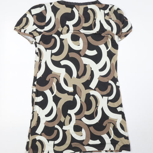 Marks and Spencer Womens Brown Viscose A-Line Size 12 Boat Neck - Collared