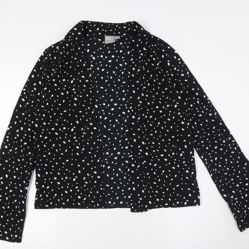 ASOS Womens Black Polyester Basic Button-Up Size 10 V-Neck - Open Front