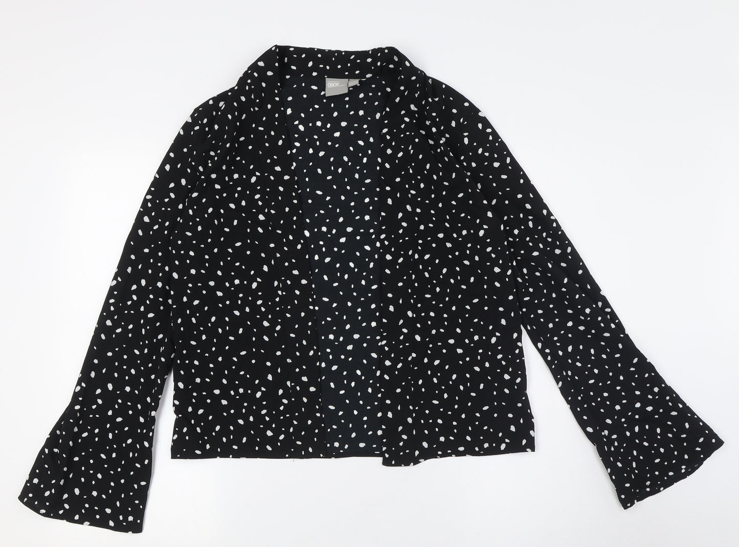 ASOS Womens Black Polyester Basic Button-Up Size 10 V-Neck - Open Front