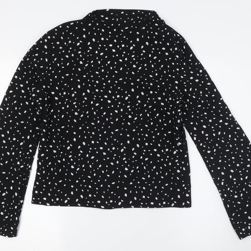 ASOS Womens Black Polyester Basic Button-Up Size 10 V-Neck - Open Front