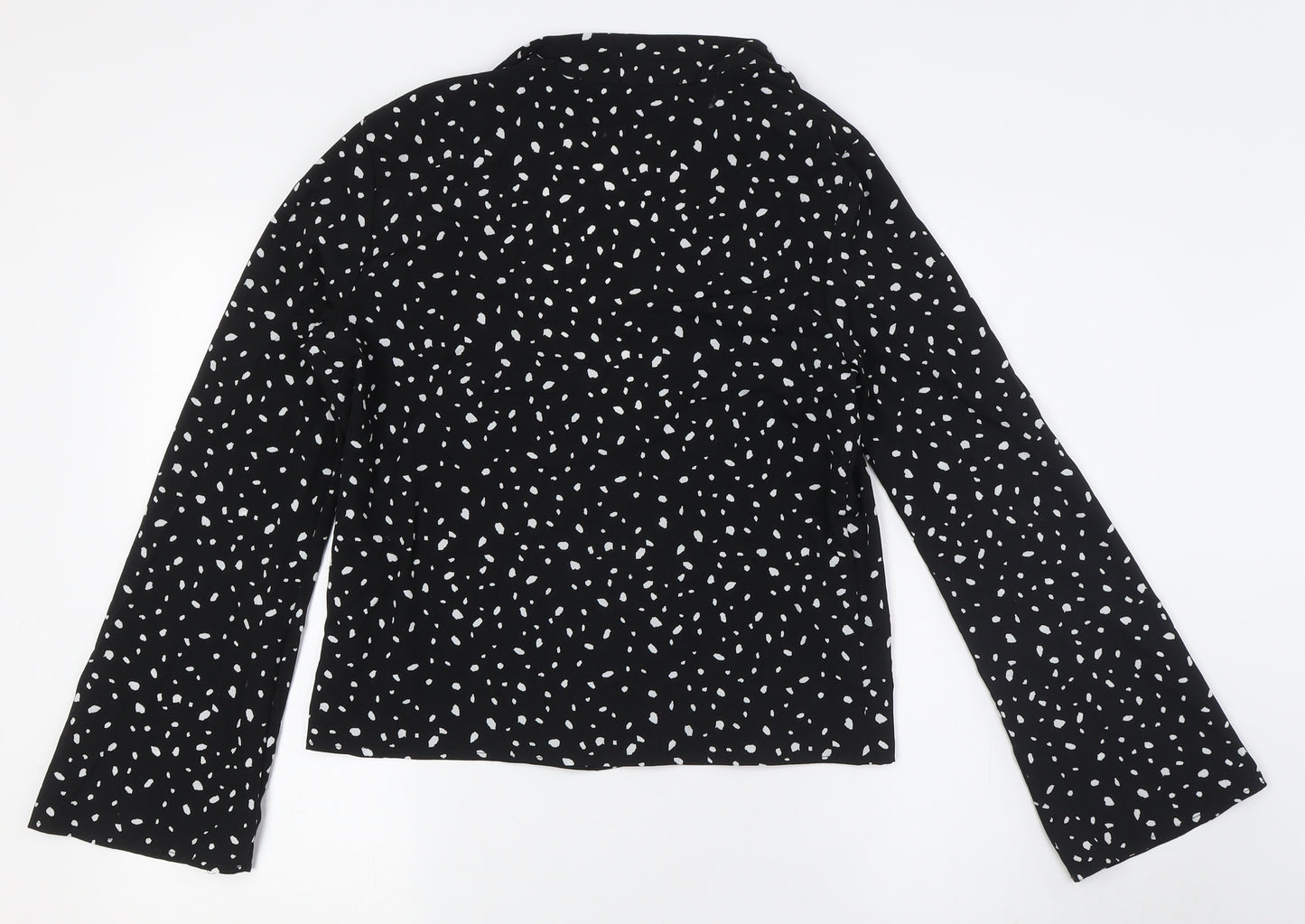 ASOS Womens Black Polyester Basic Button-Up Size 10 V-Neck - Open Front