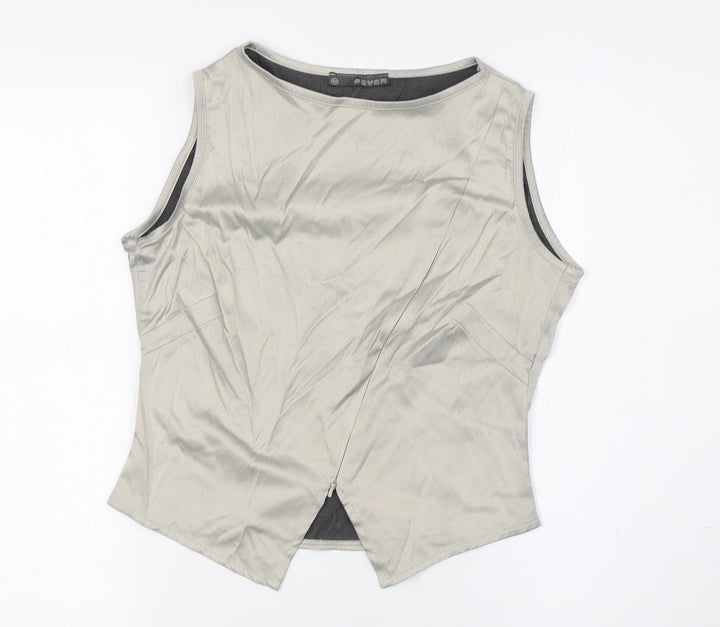 Fever Womens Grey Polyester Basic Button-Up Size 12 Boat Neck
