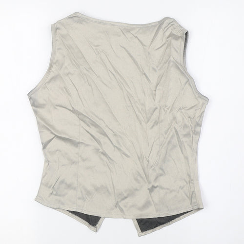 Fever Womens Grey Polyester Basic Button-Up Size 12 Boat Neck