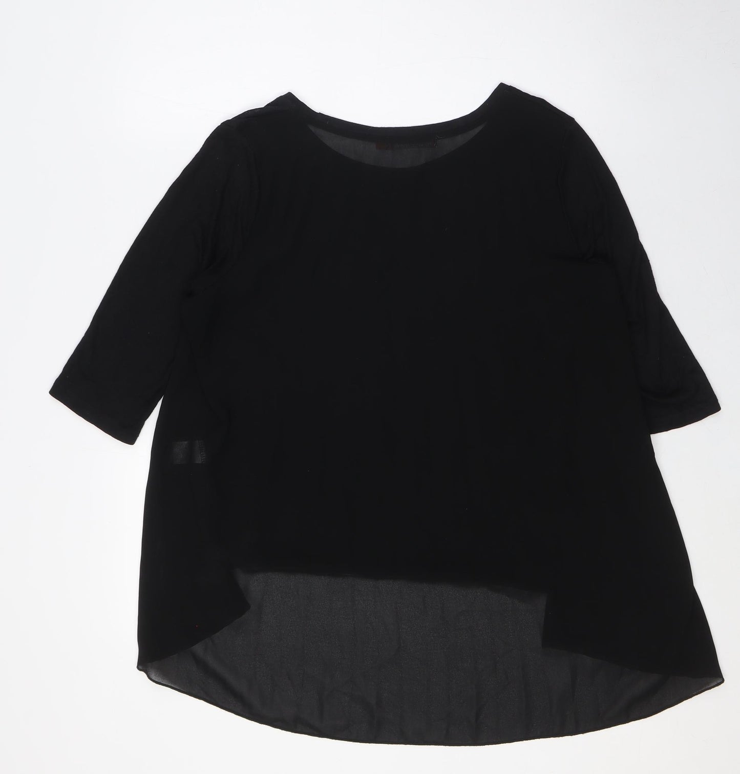 Miss Charm Womens Black Cotton Basic Button-Up Size M Boat Neck - Sheer, Size M-L