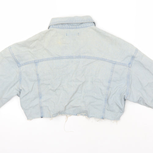 Missguided Womens Blue Jacket Size 6 Button - Distressed Look