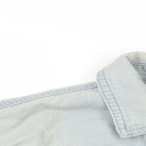 Missguided Womens Blue Jacket Size 6 Button - Distressed Look