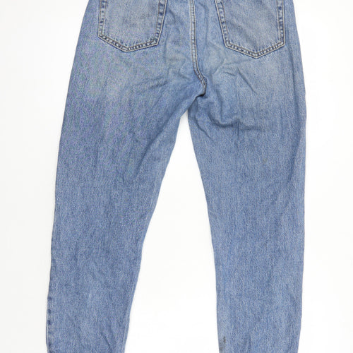 Stradivarius Womens Blue Cotton Mom Jeans Size 8 L25 in Relaxed