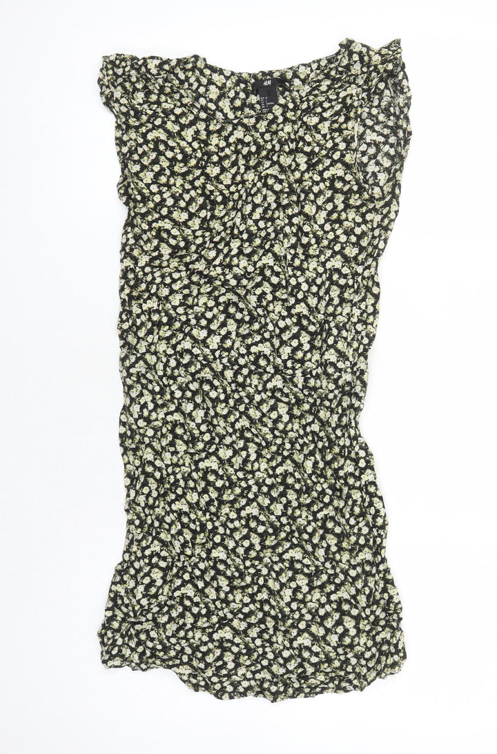 H&M Womens Multicoloured Floral Viscose Shift Size 6 Boat Neck