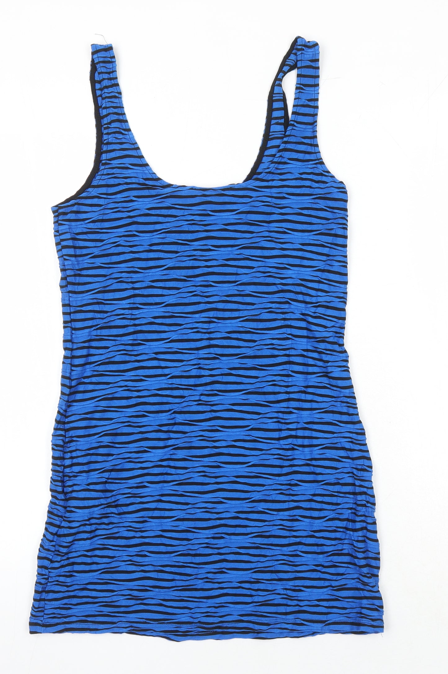 New Look Womens Multicoloured Striped Viscose Basic T-Shirt Size 16 Round Neck