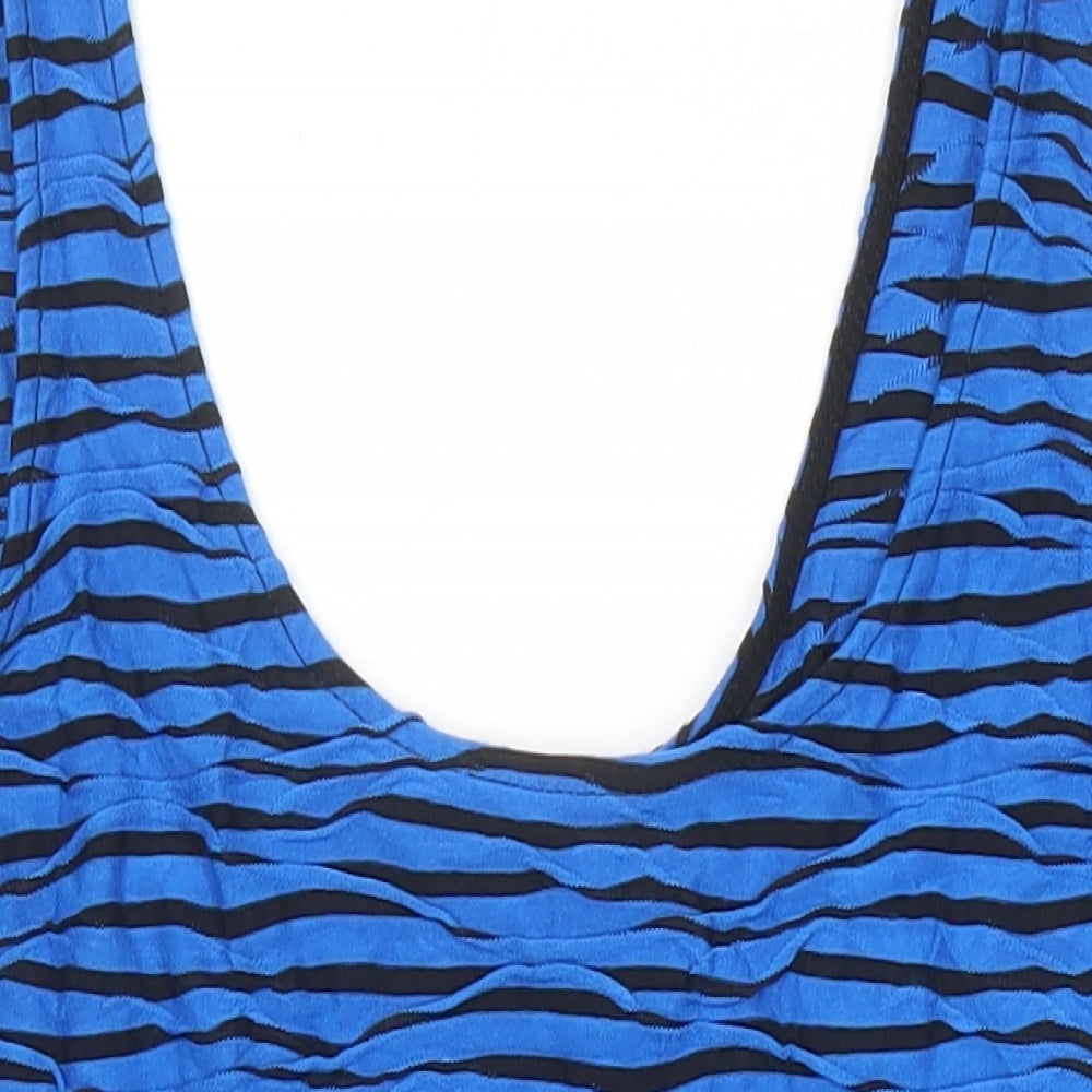 New Look Womens Multicoloured Striped Viscose Basic T-Shirt Size 16 Round Neck