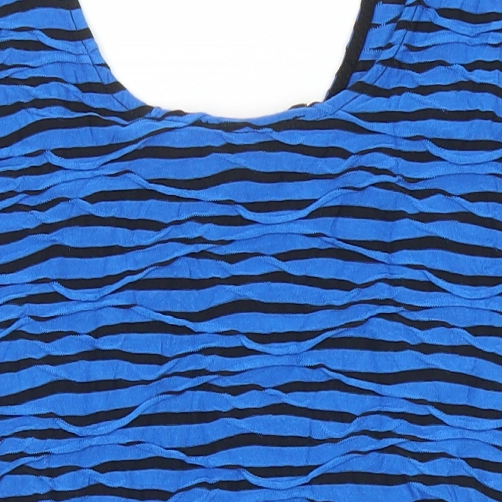 New Look Womens Multicoloured Striped Viscose Basic T-Shirt Size 16 Round Neck