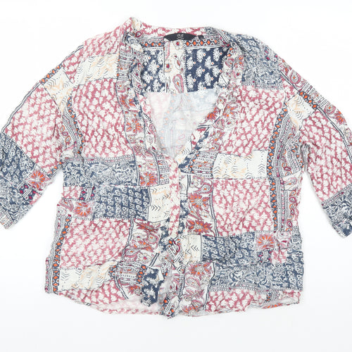 Isle Essentials Womens Multicoloured Geometric Viscose Tunic Blouse Size 14 V-Neck