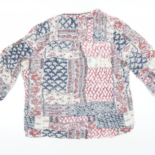 Isle Essentials Womens Multicoloured Geometric Viscose Tunic Blouse Size 14 V-Neck