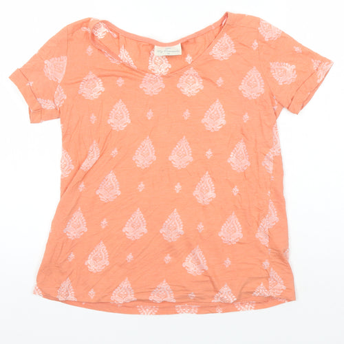 NEXT Womens Multicoloured Geometric Cotton Jersey T-Shirt Size 12 Boat Neck