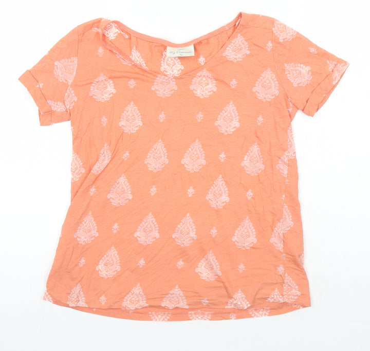 NEXT Womens Multicoloured Geometric Cotton Jersey T-Shirt Size 12 Boat Neck